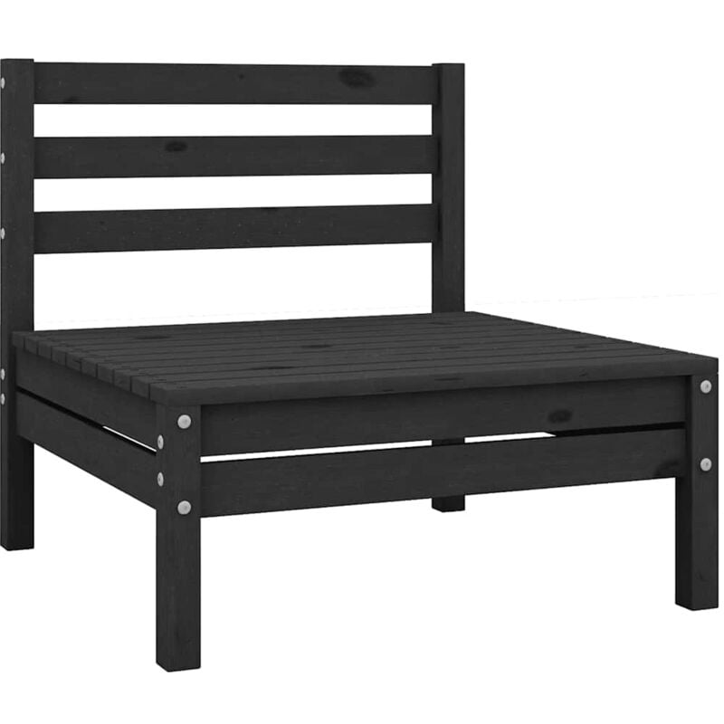 Canapé central de jardin Noir Bois de pin massif