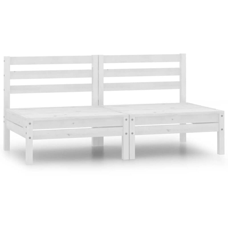 Canapés centraux de jardin 2 pcs blanc bois de pin massif vidaXL