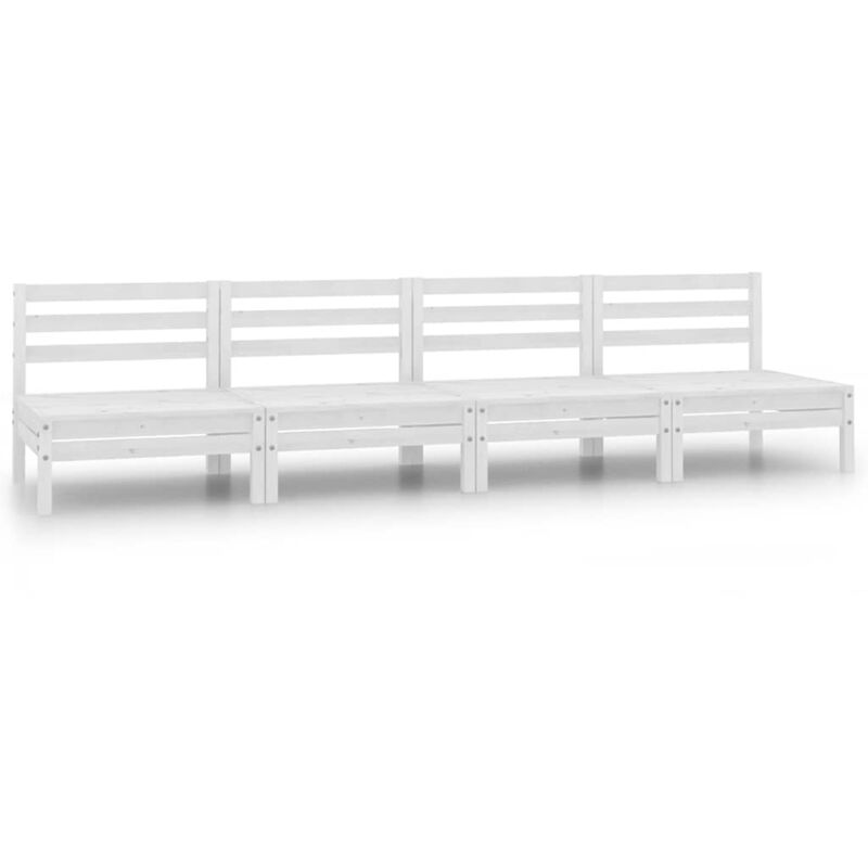 Vidaxl - Canapés centraux de jardin 4 pcs Blanc Bois de pin massif