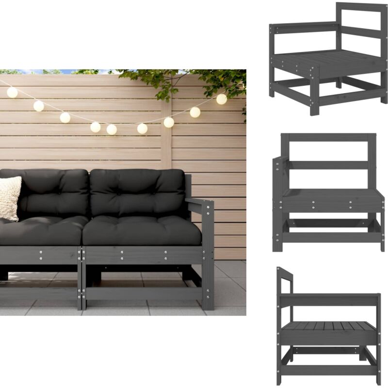 Canapé d'angle de jardin gris bois de pin massif - Canapé D'angle - Mobilier De Jardin - Salon De Jardin - Canapé Extérieur - Bois De Pin