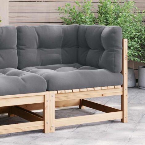 Canapé d'angle de jardin - Salon de jardin - Banc de jardin - avec coussins gris Bois de pin massif Chic-379162