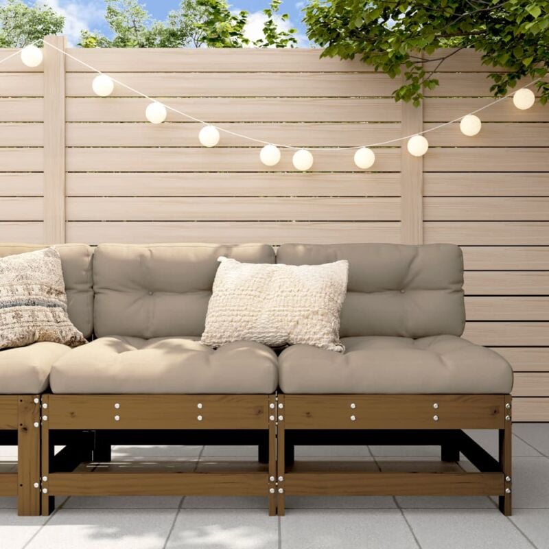 Maisonchic - Lot de 2 Canapés centraux de jardin, Salon de jardin, Banquette de jardin marron miel bois de pin solide togp77028 design in