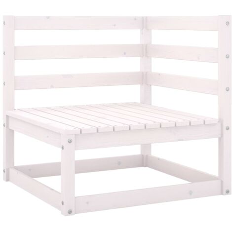 Canapé d'angle de jardin  Sofa Banquette de jardin Blanc Bois de pin massif 80128