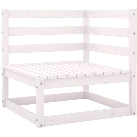 Canapé d'angle de jardin，Canapé d'extérieur，Banquette / Sofa / Divan de jardin Blanc Bois de pin massif MEMV471810