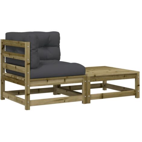 Canapé d'angle de jardin，Canapé d'extérieur，Sofa de jardin avec coussins et repose-pieds CFW932699