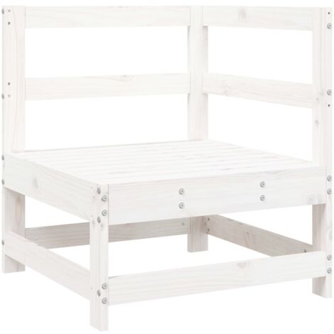 Canapé d'angle de jardin，Canapé d'extérieur，Sofa de jardin blanc bois de pin massif CFW739011