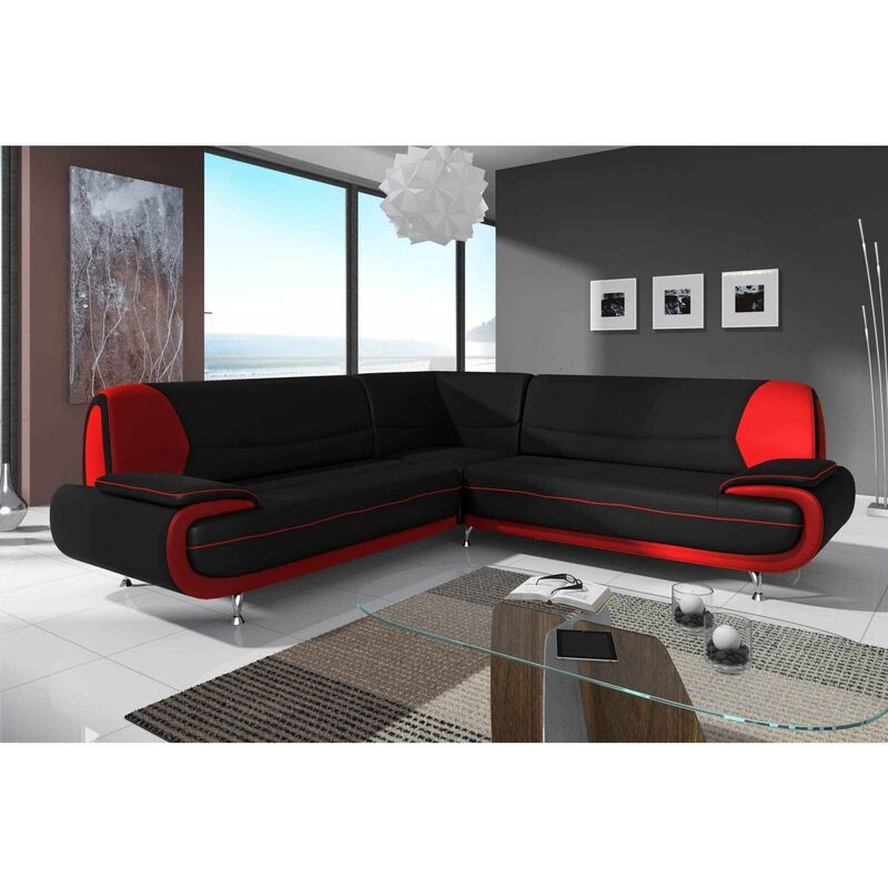Canapé d'angle Rouge Cuir Design Confort Promotion
