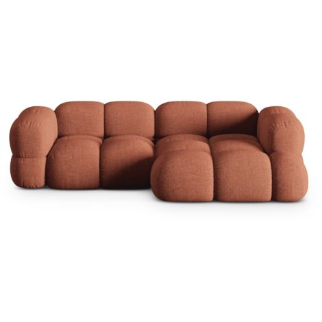 Canapé d'angle droit 3 places en tissu structurel corail