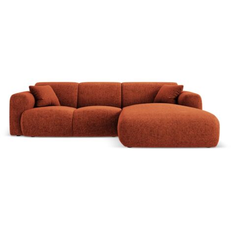 Canapé d'angle droit 4 places en chenille terracotta