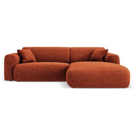 Canapé d'angle droit 4 places en chenille terracotta