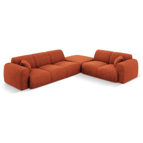 Canapé d'angle droit 4 places en chenille terracotta