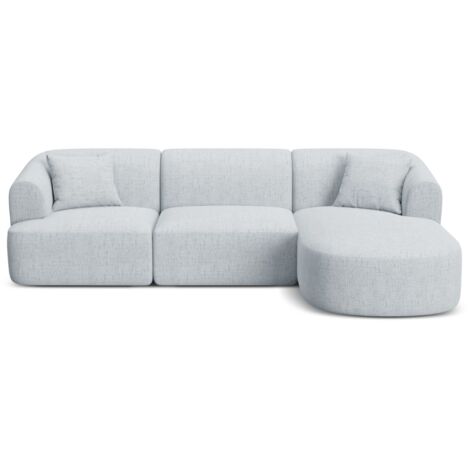 Canapé d'angle droit 4 places en tissu structurel gris clair