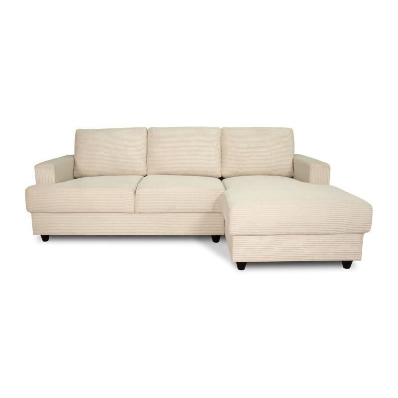 Canapé d'angle droit 4 places - PAUL in cord - Tissu Beige - 216 x 141 x 79 cm - Fabriqué en Ukraine
