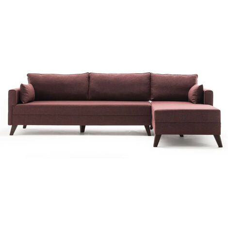 Canapé d'angle droit 5 places tissu bordeaux Kandy 275cm