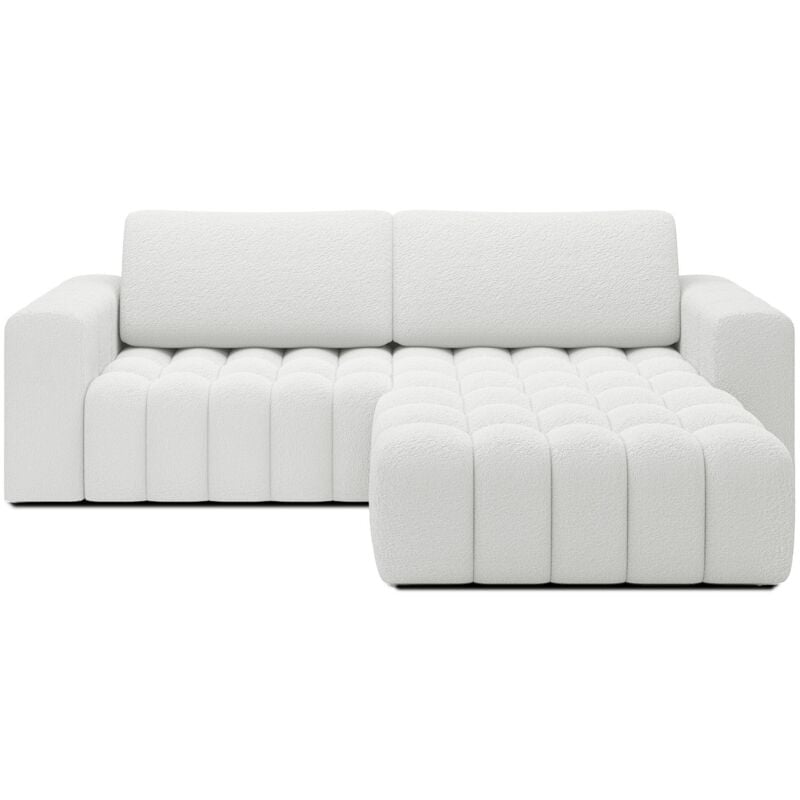 Canapé d'angle droit convertible Clovis Bouclette Blanc