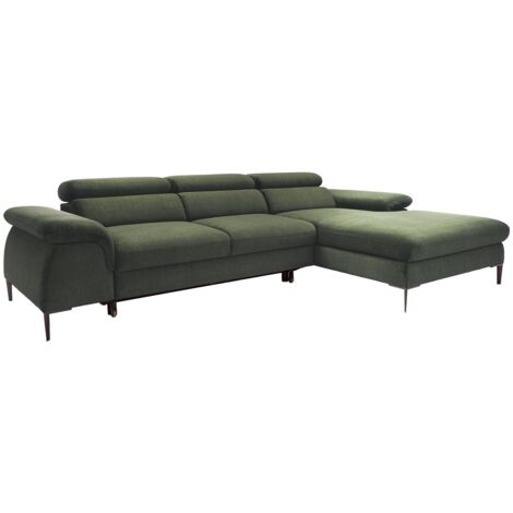 Canapé d'angle droit convertible droit en velours vert SEPINA de Pascal Morabito