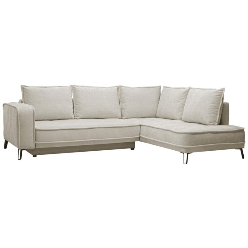 Vente-unique - Canapé d'angle droit convertible en tissu beige balcoria de Maison Céphy