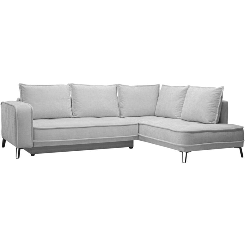 Vente-unique - Canapé d'angle droit convertible en tissu gris clair balcoria de Maison Céphy