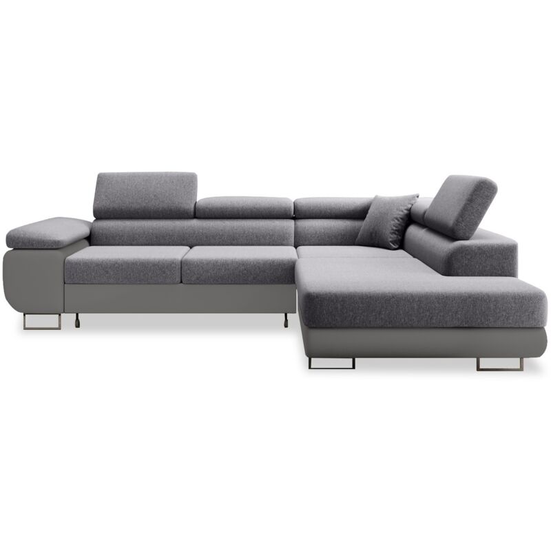 Intensedeco - Canapé d'angle droit convertible Marius Gris