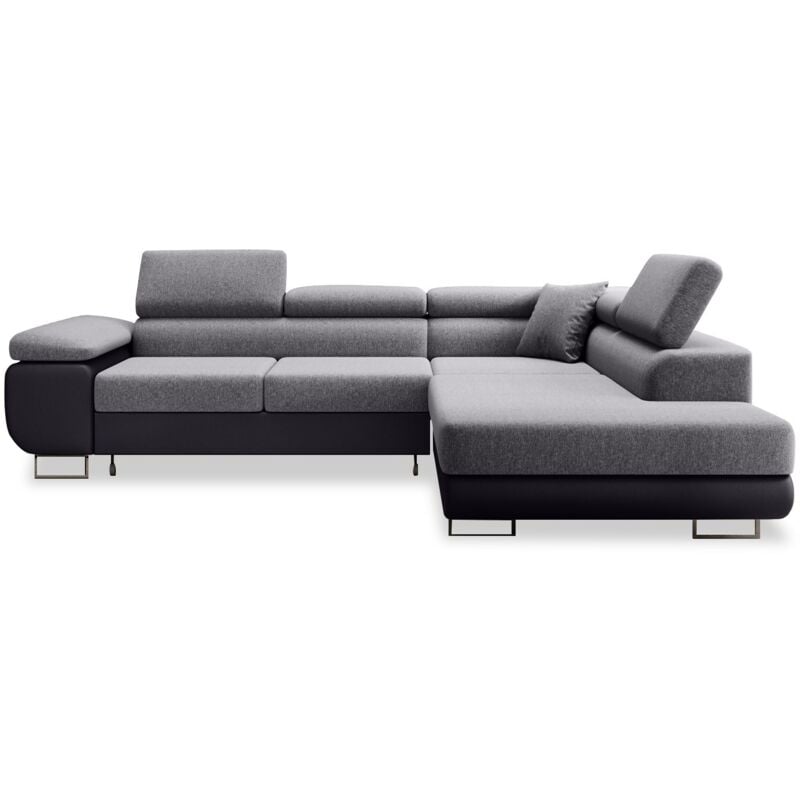 Intensedeco - Canapé d'angle droit convertible Marius Gris et Noir
