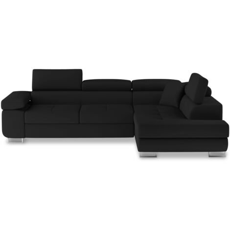 Canapé d'angle droit convertible Marius Noir - Noir