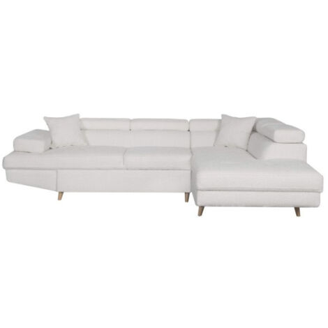 Canapé d'Angle Droit Convertible "Tean" 271cm Blanc