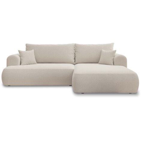 Canapé d'angle droit convertible Velaro Bouclette Beige