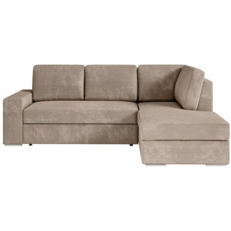Canapé d'Angle Droit Convertible Velours "Ares" 246cm Taupe