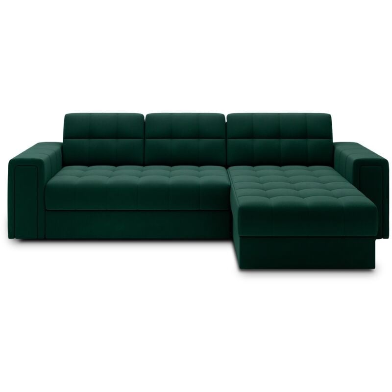 Intensedeco - Canapé d'angle convertible réversible Veziko Velours Vert