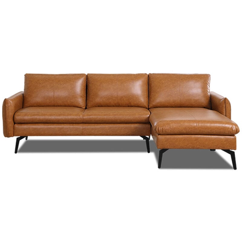 Canapé d'angle 4 places Marron Cuir Design Confort Promotion