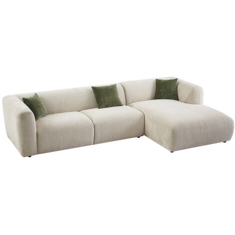 Canapé d'angle droit en tissu beige TANCAVO