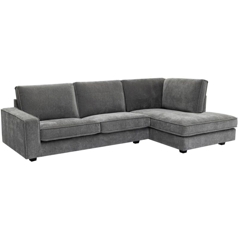 Vente-unique - Canapé d'angle droit en tissu gris apricale