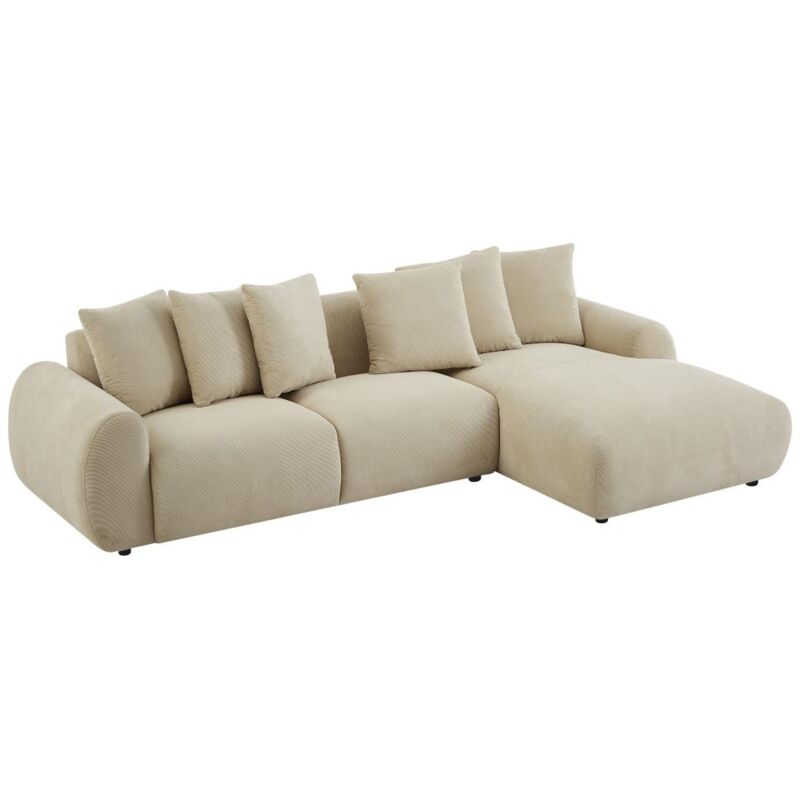 Vente-unique - Canapé d'angle droit en tissu texturé beige bavopo