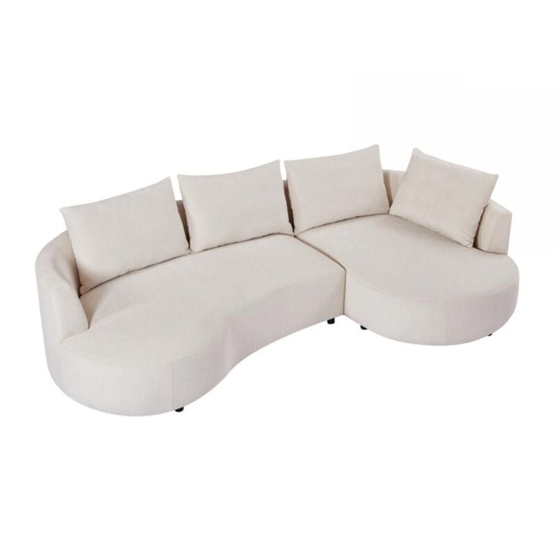 Vente-unique - Canapé d'angle droit en velours texturé beige lousado