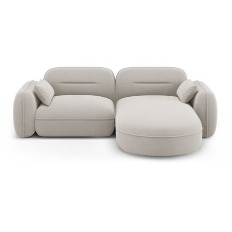 Canapé d'angle droit modulable 3 places en velours beige clair