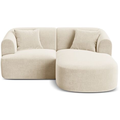 Canapé d'angle droit modulable 3 places en velours beige clair