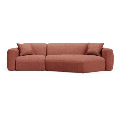 Canapé d'angle droit modulable 3 places tissu structurel corail