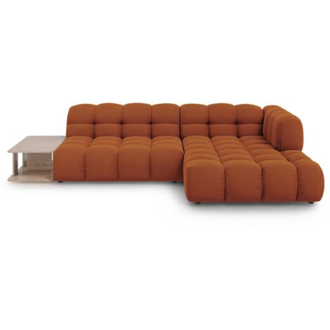Canapé d'angle droit modulable 4 places en velours terracotta