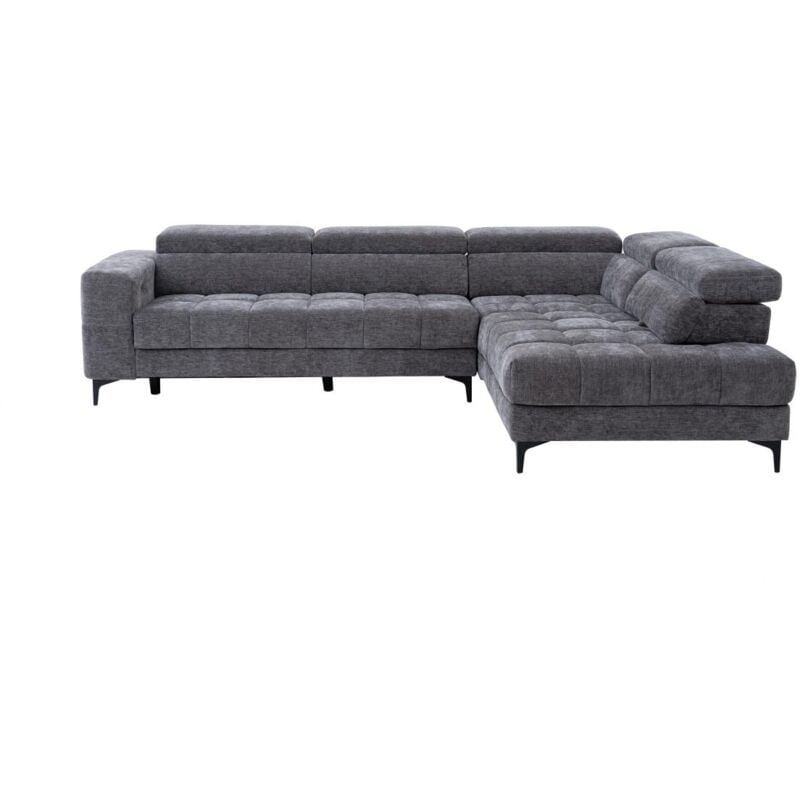 Vente-unique - Canapé d'angle droit relax avec assise coulissante électrique en tissu anthracite moniso