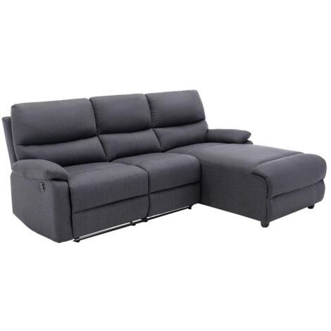 Canapé d'angle droit relax électrique en tissu gris anthracite LUNANO