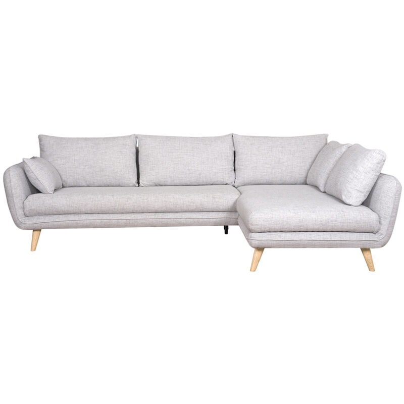 Canapé d'angle droit scandinave 5 places gris clair chiné CREEP