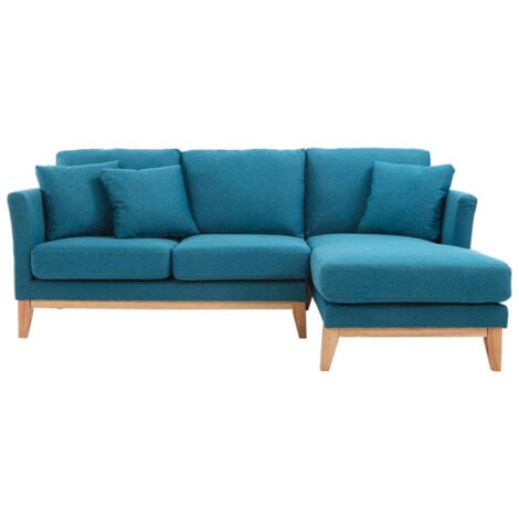 Canape D Angle Droit Scandinave Dehoussable Oslo Bleu Canard 41591