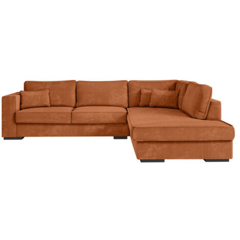 Canapé d'Angle Droit Velours "Byzance" 303cm Terracotta
