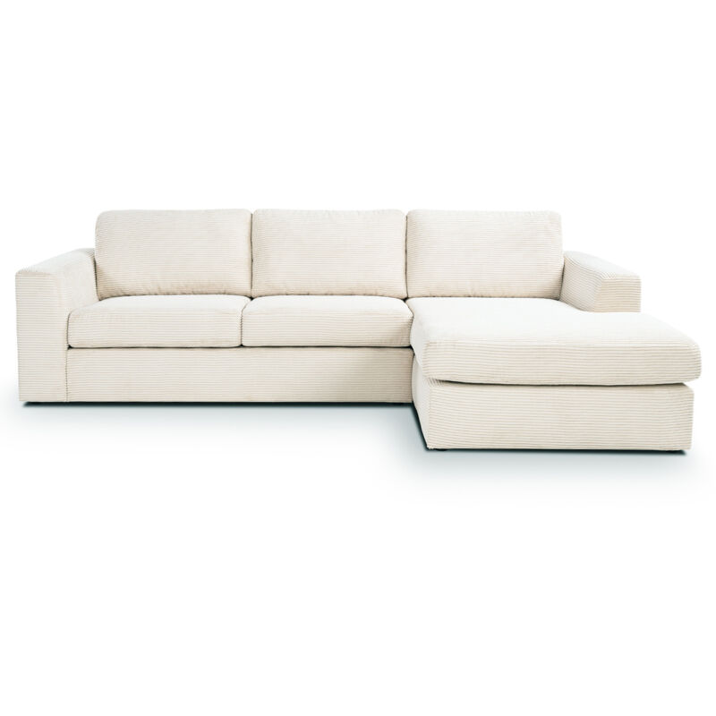 Canapé d'angle droit velours côtelé beige - filip