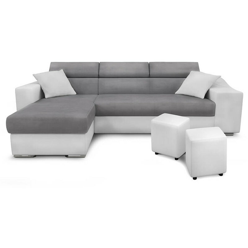 Canapé d'angle Blanc Cuir Confort Promotion