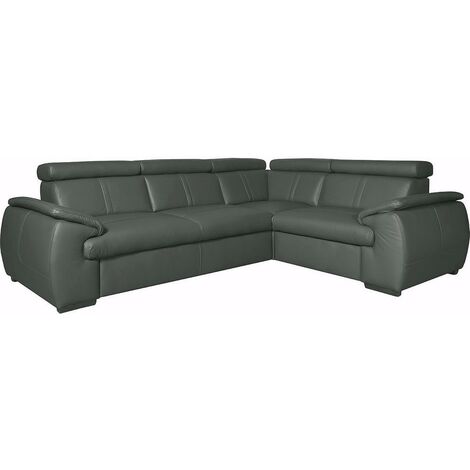 Canapé d'angle en 100% cuir de luxe italien , 5 places Cintia, couleur gris foncé, angle droit