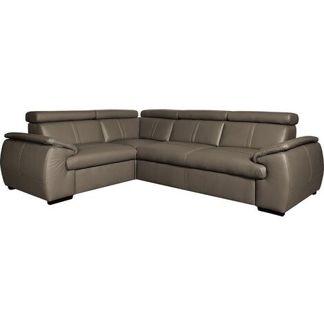 - Canapé d'angle en 100% cuir de luxe italien , 5 places Cintia, couleur taupe, angle gauche