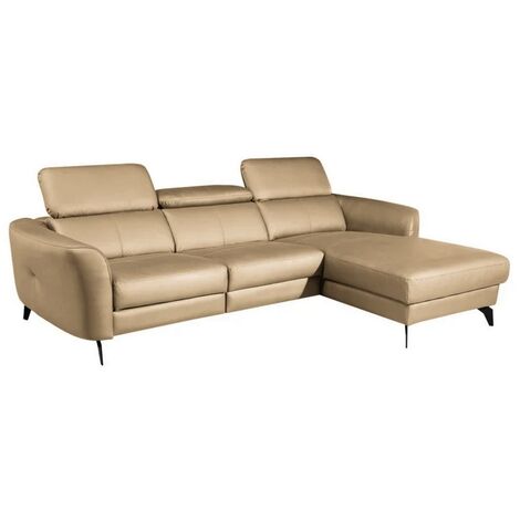 Canapé d'angle en cuir de luxe italien , 5 places BERTI, beige, angle droit