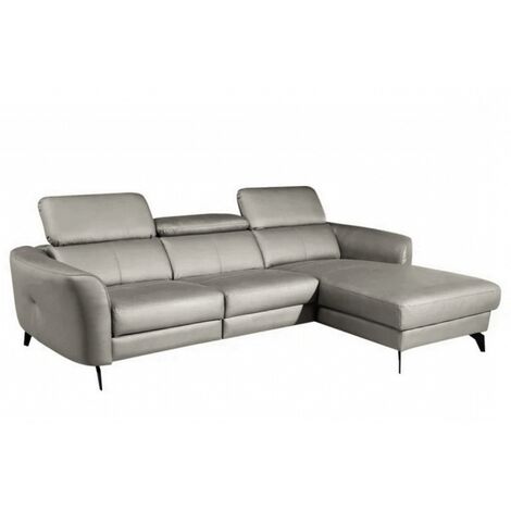 Canapé d'angle en cuir de luxe italien , 5 places BERTI, gris clair, angle droit