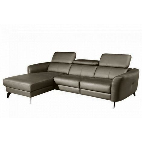 Canapé d'angle en cuir de luxe italien 5 places BERTI, taupe, angle gauche